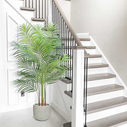 Silky Flower Store Artificial Fake Palm Tree, Real Bark Design, 13 Trunks, Black Pot, 5 FT 5 5 Product: Artificial Fake Palm Tree with 13 Trunks and Real Bark Design, Premium Polyester,Tropical Paradise Palm Tree in Pot (1, Black, 5 FT)