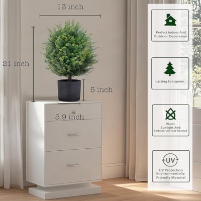 Product: ECOLVANT Two 21''T Artificial Topiary Ball Trees Faux Bushes UV Resistant Artificial Shrubs Potted Fake Cedar Trees for Outdoor Indoor Front Porch Garden