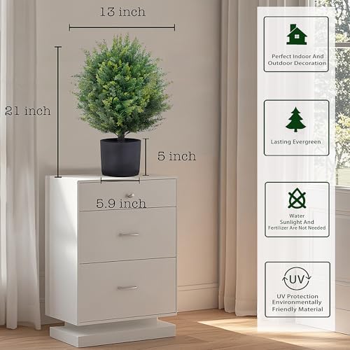 Product: ECOLVANT Two 21''T Artificial Topiary Ball Trees Faux Bushes UV Resistant Artificial Shrubs Potted Fake Cedar Trees for Outdoor Indoor Front Porch Garden