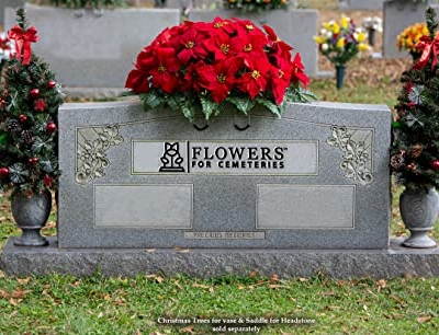 Silky Flower Store Artificial Cemetery Flowers, Red Poinsettia Headstone Saddle, Weatherproof Memorial Decor 2-3+ Months, 32.5cm 10 10 Product: Sympathy Silks Artificial Cemetery Flowers - Winter Memorial Flowers - Christmas Poinsettias - Red Poinsettias Saddle for Headstone