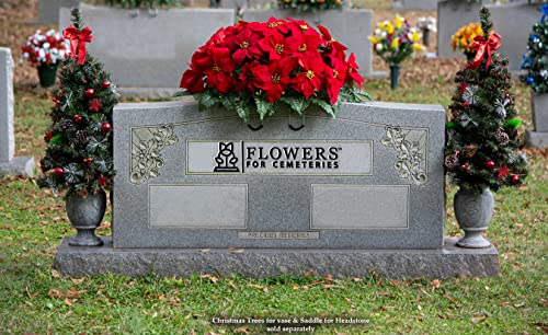 Silky Flower Store Artificial Cemetery Flowers, Red Poinsettia Headstone Saddle, Weatherproof Memorial Decor 2-3+ Months, 32.5cm 1 1 Product: Sympathy Silks Artificial Cemetery Flowers - Winter Memorial Flowers - Christmas Poinsettias - Red Poinsettias Saddle for Headstone