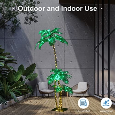 Product: Lighted Palm Tree 7FT 3FT 2FT Artificial Palm Tree Decor for Outdoor 218 LED Light up Fake Tree for Indoor Outside Patio Hawaiian Tiki Bar Decoration
