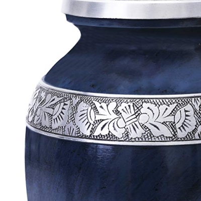 Silky Flower Store Cremation Urn for Adult Human Ashes, Blue Floral Aluminum Memorial Urn, 12 x 7.75 Inch 8 8 Product: GSM Brands Cremation Urn Holds Adult Human Ashes (Extra Large Capacity up to 300 lbs) - Handcrafted Funeral Memorial with Striking Blue Design (12 Inch Height x 7.75 Inch Width)