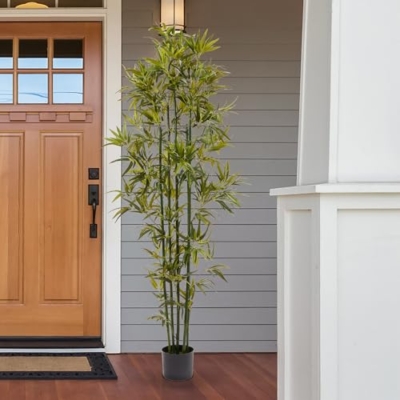 Product: Artificial Bamboo Tree - 6FT Fake Plant with Adjustable Leaves and Pot - Faux Plants Indoor for Home, Restaurant, or Office Décor by Pure Garden