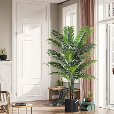 Silky Flower Store Artificial Palm Tree, 6ft Faux Indoor Plant Decor, 16 Detachable Trunks, Realistic Tropical Greenery, 6ft 16 16 Product: VIAGDO Artificial Fake Palm Tree 6ft Tall with 16 Detachable Trunks Faux Tropical Palm Silk Plant Feaux Dypsis Lutescens Plants in Pot for Home Office Living Room Floor Decor Indoor