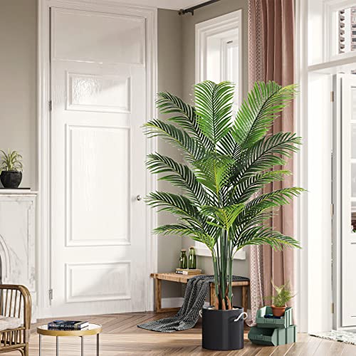 Silky Flower Store Artificial Palm Tree, 6ft Faux Indoor Plant Decor, 16 Detachable Trunks, Realistic Tropical Greenery, 6ft 7 7 Product: VIAGDO Artificial Fake Palm Tree 6ft Tall with 16 Detachable Trunks Faux Tropical Palm Silk Plant Feaux Dypsis Lutescens Plants in Pot for Home Office Living Room Floor Decor Indoor