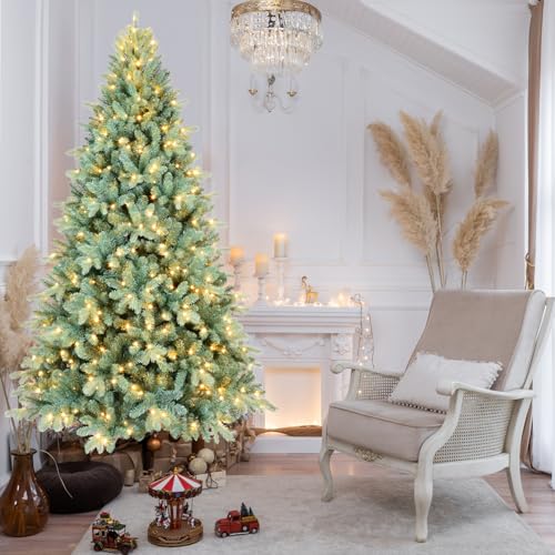 Product: 7.5FT Prelit Blue Artificial Christmas Tree - Premium Spruce with 2148 Branch Tips for a Festive Holiday Decor