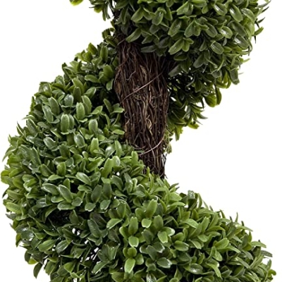 Product: 2 x Artificial Premium Quality Topiary Boxwood Spiral Trees in Black Pot for Indoor Outdoor Decor, UV Stable (4ft/120cm)