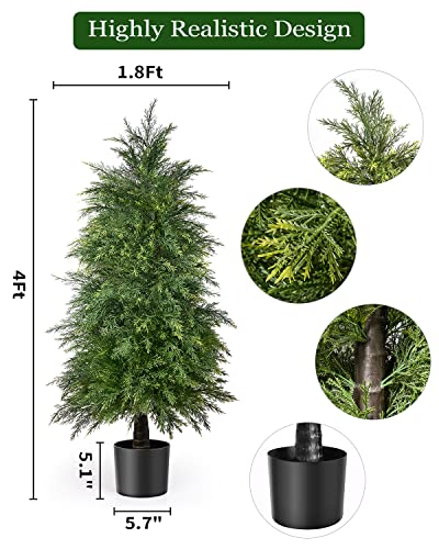 Product: YEMMEN 2 Pack 4ft Artificial Cedar Topiary Trees for Outdoor Front Porch Décor, UV Rated Fake Potted Plants for Indoor and Outdoor Use