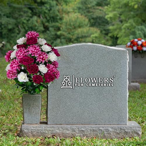 Silky Flower Store Sympathy Silks Artificial Cemetery Flowers, White Roses Pink Peony, Gravesite Floral Arrangement, 32.5cm 2 2 Product: Sympathy Silks Artificial Cemetery Flowers - Gravesite Flowers - White Roses and Pink Peony