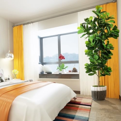Silky Flower Store Artificial Fiddle Leaf Fig Tree, Ficus Lyrata Faux Plant, 7.3ft 11 11 Product: OXLLXO 7.3ft Artificial Fiddle Leaf Fig Tree (87in) with Plastic Nursery Pot Faux Tree, Ficus Lyrata Fake Plant for Office House Farmhouse Living Room Home Decor (Indoor/Outdoor)