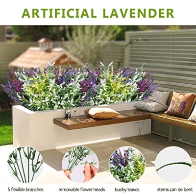 Silky Flower Store Artificial Lavender Flowers, UV Resistant Outdoor Faux Shrubs, 12 Bundles, Mixed Color, 35cm 16 16 Product: Homcomodar Artificial Lavender Flowers 12 Bundles UV Resistant Outdoor Flower Fake Plastic Outdoor Plants Bush Faux Shrubs Outdoor Garden Yard Hanging Decoration(Mixed Color)