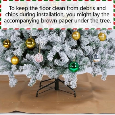 Product: Yaheetech 7.5ft Pre-lit Artificial Christmas Tree W/Incandescent Warm White Lights, Snow Flocked Full Prelighted Xmas Tree W/1284 Branch Tips, 550 Incandescent Lights & Foldable Stand, Green & White