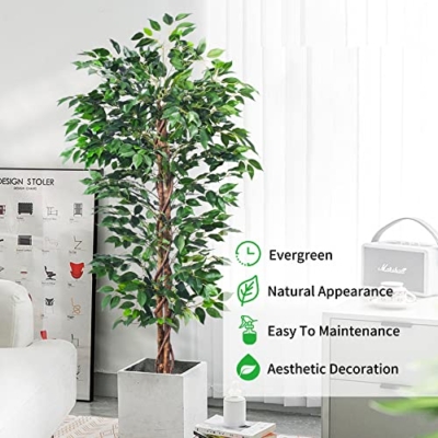 Product: HAIHONG Artificial Ficus Tree 5FT Faux Silk Plants with Sturdy Plastic Nursery Pot,Fake Ficus Trees for Home Office Farmhouse Indoor Outdoor Decor Perfect Housewarming Gift (5FT-1Pack)