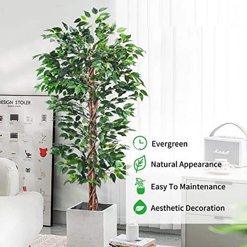 Product: HAIHONG Artificial Ficus Tree 5FT Faux Silk Plants with Sturdy Plastic Nursery Pot,Fake Ficus Trees for Home Office Farmhouse Indoor Outdoor Decor Perfect Housewarming Gift (5FT-1Pack)