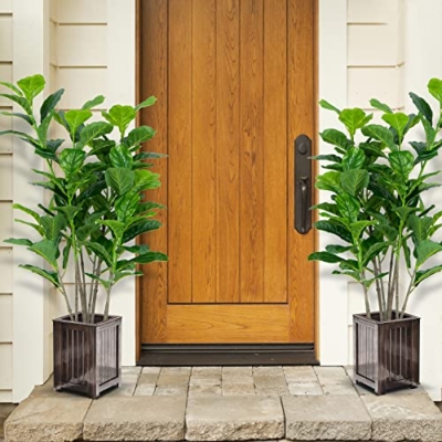 Product: Goplus 2-Pack 51'' Tall Fake Fiddle Leaf Fig Trees - Lush Artificial Greenery for Home & Office Decor