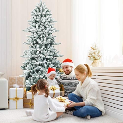 Silky Flower Store 7ft Snow Flocked Artificial Christmas Tree with Pine Cones, Indoor Outdoor Holiday Decor, 7ft 17 17 Product: Goplus 7ft Snow Flocked Artificial Christmas Tree, Premium Hinged Fir Tree with Pine Cones, Perfect Xmas Decoration for Indoor and Outdoor