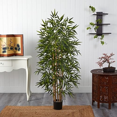 Product: Nearly Natural 64in Bamboo Tree, Fake Bamboo Plants with 7 Natural Trunks, 5.3ft Tall Faux Plants for Indoor Home Decor with 1040 Realistic Fake Leaves
