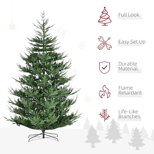 Silky Flower Store HOMCOM Artificial Christmas Tree, 9 Foot Pine Hinged Tree, 1939 Branches, Steel Base, Auto Open, Green 9ft 2 2 Product: HOMCOM 9 Foot Artificial Christmas Tree, Pine Hinged Xmas Tree with 1939 Realistic Branches, Steel Base, Auto Open, Green