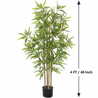 Product: Softflame 4ft Bamboo Artificial Tree, Faux Bamboo Plant, Real Touch Technology, Artificial Plant with 4 Trunks, Ideal for Home Office Indoor Decoration