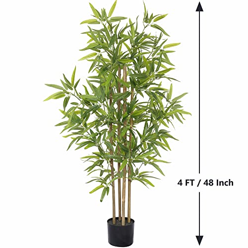 Product: Softflame 4ft Bamboo Artificial Tree, Faux Bamboo Plant, Real Touch Technology, Artificial Plant with 4 Trunks, Ideal for Home Office Indoor Decoration