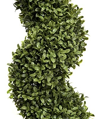 Product: 2x Artificial Spiral Boxwood Topiary Trees | Realistic Artificial Design | UV Protected for Outdoor Use | Indoor and Outdoor Use | Elegant Decoration (4ft/120cm)