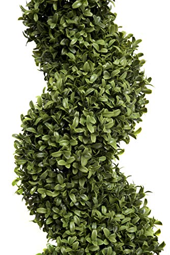 Product: 2x Artificial Spiral Boxwood Topiary Trees | Realistic Artificial Design | UV Protected for Outdoor Use | Indoor and Outdoor Use | Elegant Decoration (4ft/120cm)