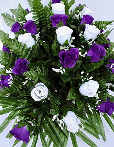 Product: Purple and White Rose Cemetery Saddle for Grave Decoration for Mother's Day