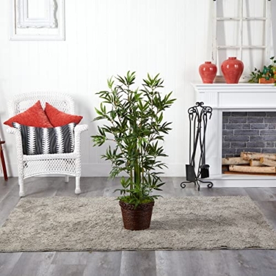 Product: Nearly Natural 4ft. Bamboo Artificial Tree in Coiled Rope Planter