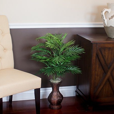 Silky Flower Store Nearly Natural Areca Palm Silk Plant in Urn, Artificial Indoor Faux Palm Decor for Home Office 32.5cm 8 8 Product: Nearly Natural Areca Palm Silk Plant in Urn - Lifelike Indoor Decor for Home & Office