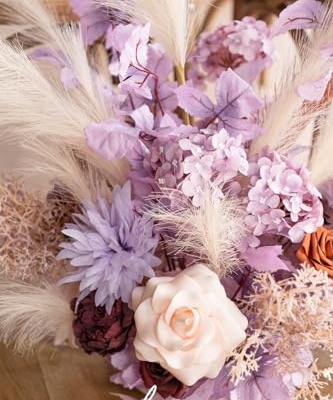 Silky Flower Store Artificial Flower Arrangements, Tall Wedding Arch Decor Lavender Aster Orange, 41in 13 13 Product: Ling's Moment 41" Tall Fall Free Standing Artificial Flowers Arrangements 2 pcs Wedding Arch Altar Stage Decorations Lavender Aster & Orange For Ceremony Reception Church Backdrop Outdoor Floral Party