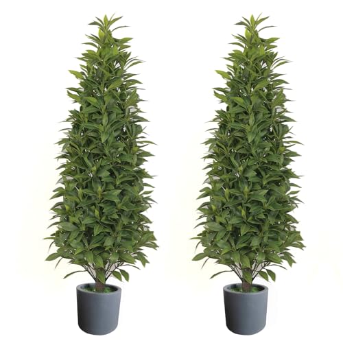 Product: Gonuien Artificial Topiary Tree 3.2FT(39") Outdoor Evergreens in Outdoor Artificial Shrub Potted Plant Plant for Indoor Porch of Home and Office 2 Pieces a Set Topiary Trees Faux Boxwood