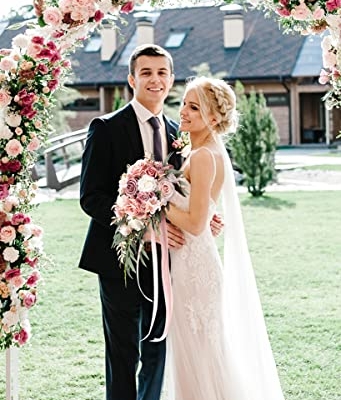 Product: Ansofi 9" Dusty Rose Wedding Bouquets for Bride, Cascading Bridal Bouquet for Bride Artificial Silk Roses Flowers Tossing Bouquet for Wedding Ceremony Decor