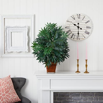 Product: Nearly Natural Bamboo Palm with Wicker Basket Silk Plant