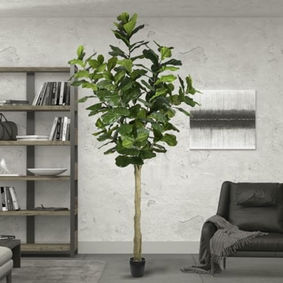 Silky Flower Store Faux Fiddle Leaf Fig Tree, Vickerman Artificial Indoor Decor, Green Silk Plant, 10ft Tall 10 10 Product: Vickerman Everyday Faux Fiddle Leaf Fig Tree 10ft Tall Green Silk Artificial Indoor Fiddle Plant With 184 Large Fiddle Leaves Single Stem Home Office Decor