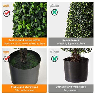 Product: Goplus 3ft Artificial Boxwood Topiary Trees - 2 Pack Faux Greenery for Indoor & Outdoor Decor