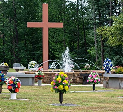 Product: Sympathy Silks Artificial Cemetery Flowers – Realistic Vibrant Roses, Outdoor Grave Decorations - Non-Bleed Colors, and Easy Fit - 1 Lime Mum and Lavender Rose Bouquet