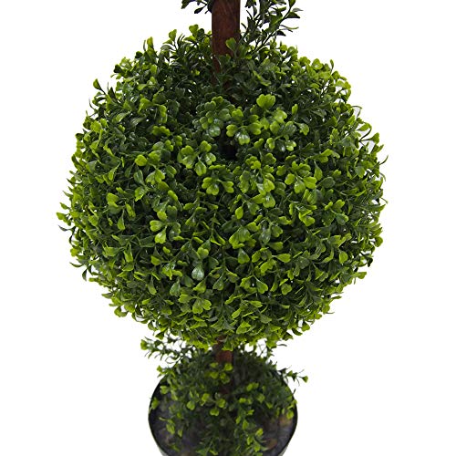 Product: Vickerman Everyday 3 Foot Tall Artificial Boxwood Topiary Double Ball Tree - UV Resistant Indoor Outdoor - Potted Natural Green - Home Patio Faux Decor