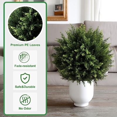 Product: AUMMOOH Boxwood Artificial Cedar Topiary Ball Trees – Decorative Fake Greenery in Planter Pots for Front Porch, Outdoor Walkway, Entryway Decorating, Set of 2