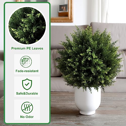 Product: AUMMOOH Boxwood Artificial Cedar Topiary Ball Trees – Decorative Fake Greenery in Planter Pots for Front Porch, Outdoor Walkway, Entryway Decorating, Set of 2