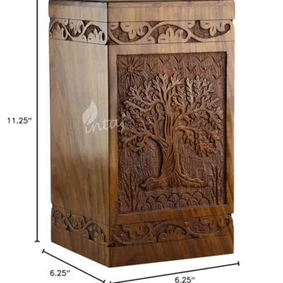 Silky Flower Store Handcarved Wooden Cremation Urn for Human Ashes, Tree of Life Memorial Urn, Adult Men Women, 250 lbs Capacity, 32.5cm 19 19 Product: INTAJ Handcarved Wooden Cremation Urn for Human Ashes - Tree of Life Design, 250 lbs Capacity, Suitable for Adult Men and Women - Decorative Funeral Urn Box and Casket