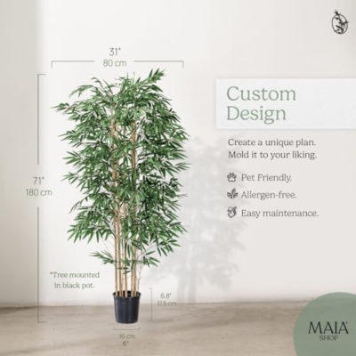 Silky Flower Store Artificial Bamboo Tree Plant, Faux Indoor Floor Plant, House Office Home Décor, 71in 14 14 Product: Maia Shop 71in Artificial Bamboo Tree Plant for House, Apartment or Office – Realistic Fake Indoor Plants for Living Room, Bedroom, Bathroom, Entryway or Patio – Faux Greenery for Home Décor