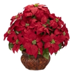 Product: Nearly Natural 1265 22in. Poinsettia with Decorative Planter Silk Arrangement 35" x 12" x 12"
