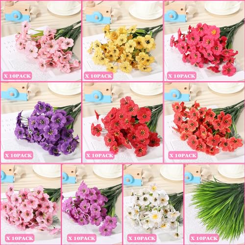 Product: Lyrow 100 Bundles Violet Artificial Flowers, UV Resistant Faux Flowers Outdoor, Faux Silk Flowers, Fake Violet Flowers Bulk for Front Porch Hanging Garden Courtyard Farmhouse Home(Classic Colors)