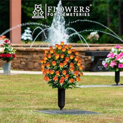 Silky Flower Store Artificial Cemetery Flowers, Sympathy Silks Gravesite Flowers, Sunrise Sweetheart Roses, UV Resistant, 20cm 8 8 Product: Sympathy Silks Artificial Cemetery Flowers - Gravesite Flowers - Sunrise Sweetheart Roses