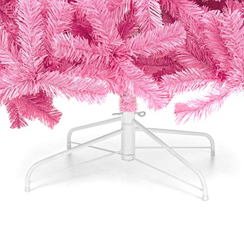 Silky Flower Store Pink Artificial Christmas Tree, Full Fir with 947 Branch Tips, Foldable Stand, 6ft 5 5 Product: Best Choice Products 6ft Pink Christmas Tree Artificial Full Fir Tree Seasonal Holiday Decoration w/ 947 Branch Tips, Foldable Stand
