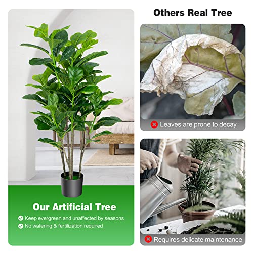 Product: Goplus 2-Pack 51'' Tall Fake Fiddle Leaf Fig Trees - Lush Artificial Greenery for Home & Office Decor