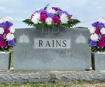 Product: XONOR Artificial Headstone Flower Saddles for Graves, Cemetery Memorial Flowers for Outdoor Tombstone Decorations, Artificial Peony Rose Flowers Saddle (Purple&White, 1 Saddle 2 Bouquets)