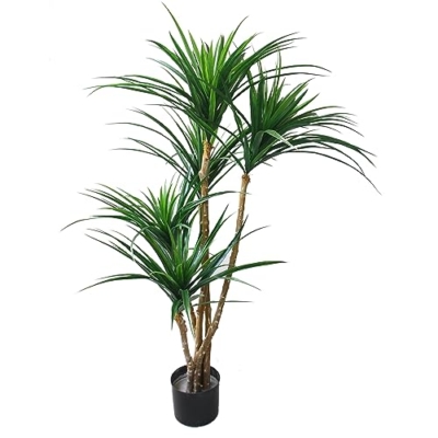 Product: Pure Garden Artificial Tree - 51-Inch Tropical Yucca Plant with Rubber Leaves and Natural Trunk for Living Room, Bedroom and Office - Faux Plants