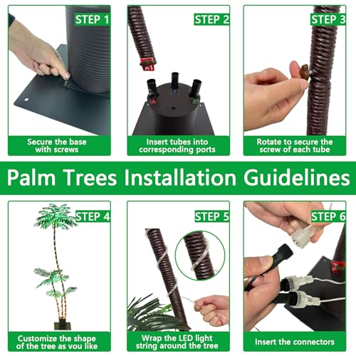 Silky Flower Store Lighted Artificial Palm Tree Outdoor Patio, 260 LED Solar Palm Tree, 3 Trunks Decorative Tropical Tree 7FT 3 3 Product: SOSHOT 7FT Lighted Solar Palm Trees for Outside Patio 260 LED Lights with Three Trunks Artificial Light Up Palm Tree for Patio Deck Pool Tiki Bar Beach Hawaiian Party Outdoor Decor